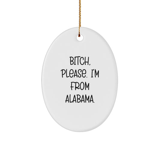 Funny Quote Oval Ornament Gifts from Alabama for Friends, Christmas Unique Decorations, Gifts for Alabama Men, Oval Shaped Decorative - Image 1