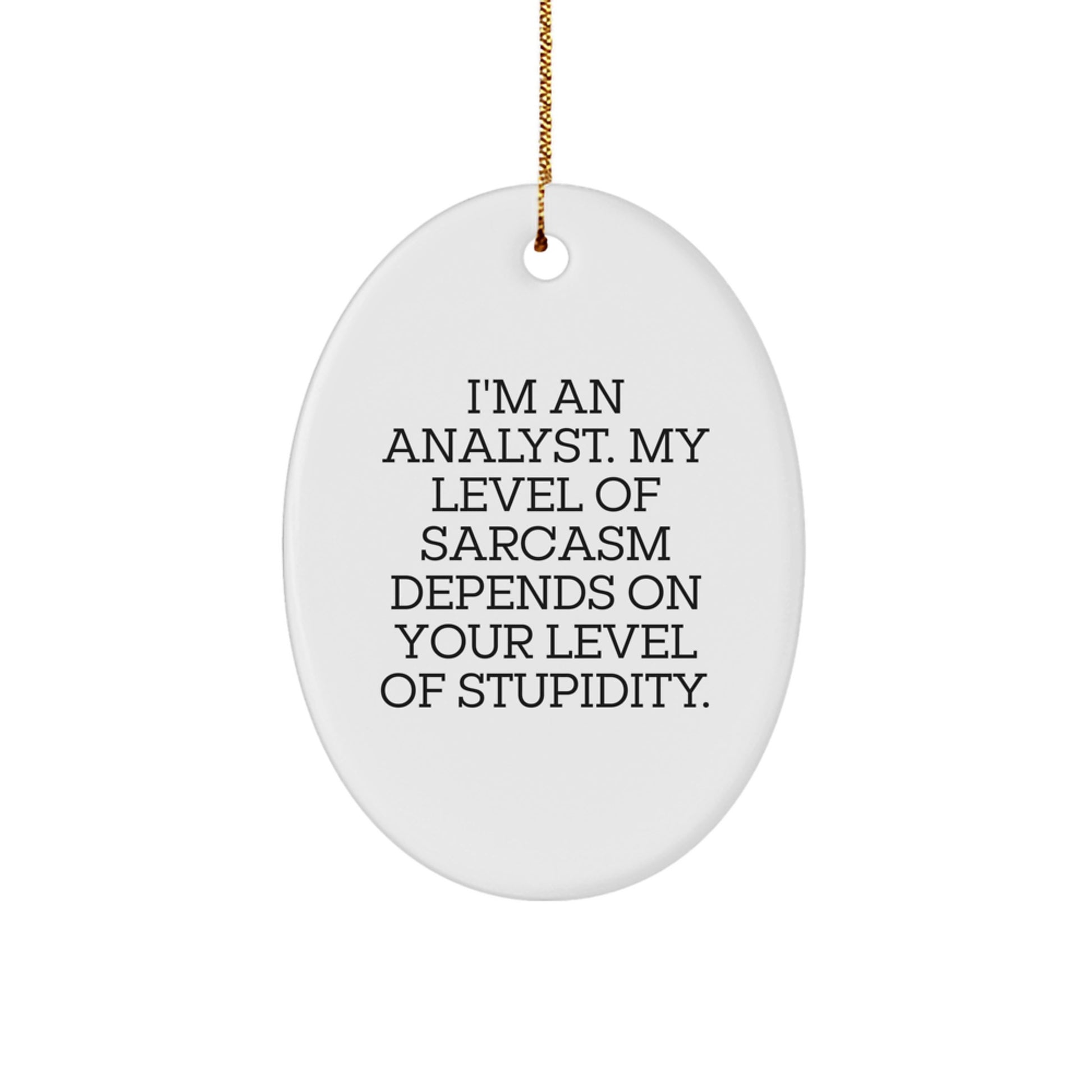 Funny Analyst Gifts from Friends - I'm An Analyst. My Level Of Sarcasm Depends On Your Level Of Stupidity. Oval Ornament for Christmas - Image 1