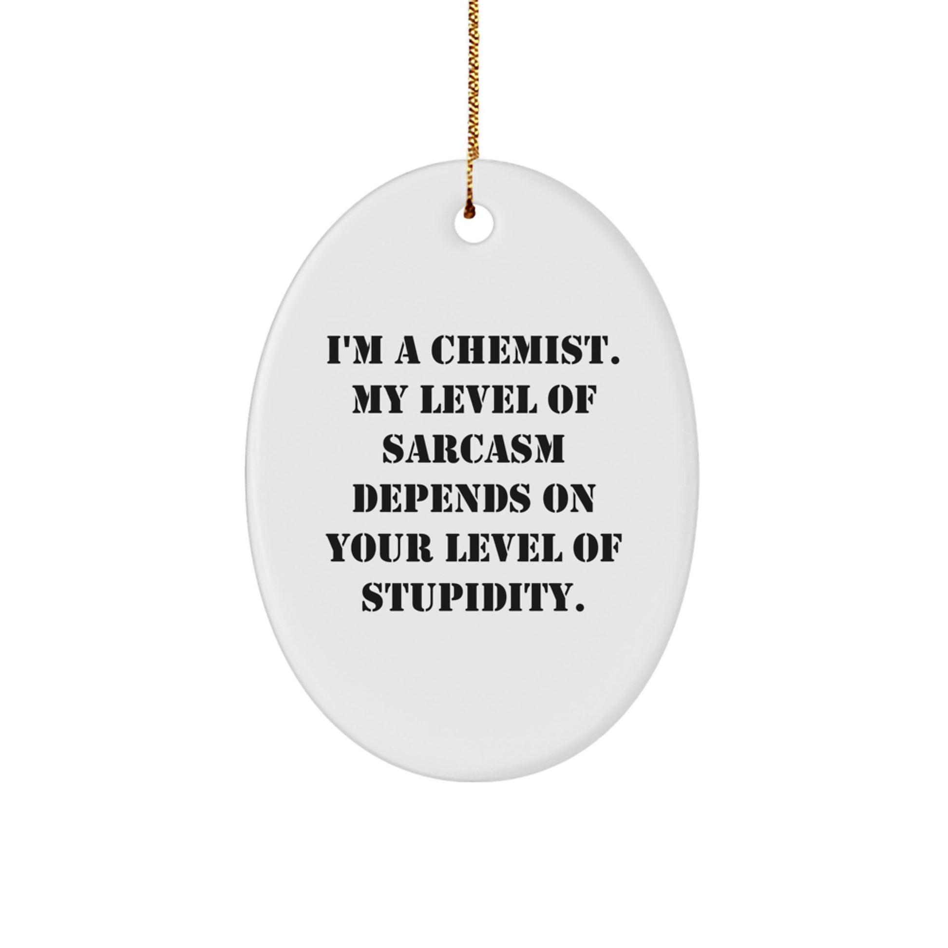 Funny Chemist Gifts from Friends for Men, Oval Ornament with Sarcasm Quote, Christmas Unique Gifts - Image 1
