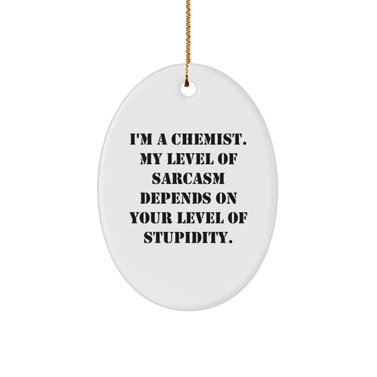 Funny Chemist Gifts from Friends for Men, Oval Ornament with Sarcasm Quote, Christmas Unique Gifts - Image 1