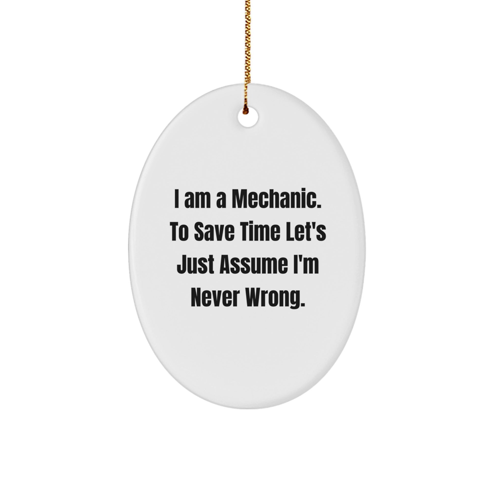 Funny Mechanic Gifts for Men Christmas Oval Ornaments from Friends and Family - I'm Never Wrong - Image 1