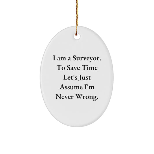 Funny Surveyor Oval Ornament Gifts from Friends for Surveyor Men on Christmas Unique - Image 1