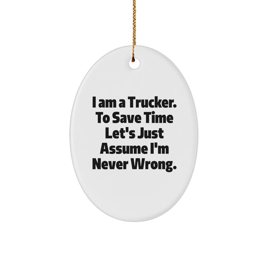 Unique Trucker Oval Ornament Gifts from Friends, Funny Trucker Christmas Unique Gifts for Trucker - Image 1