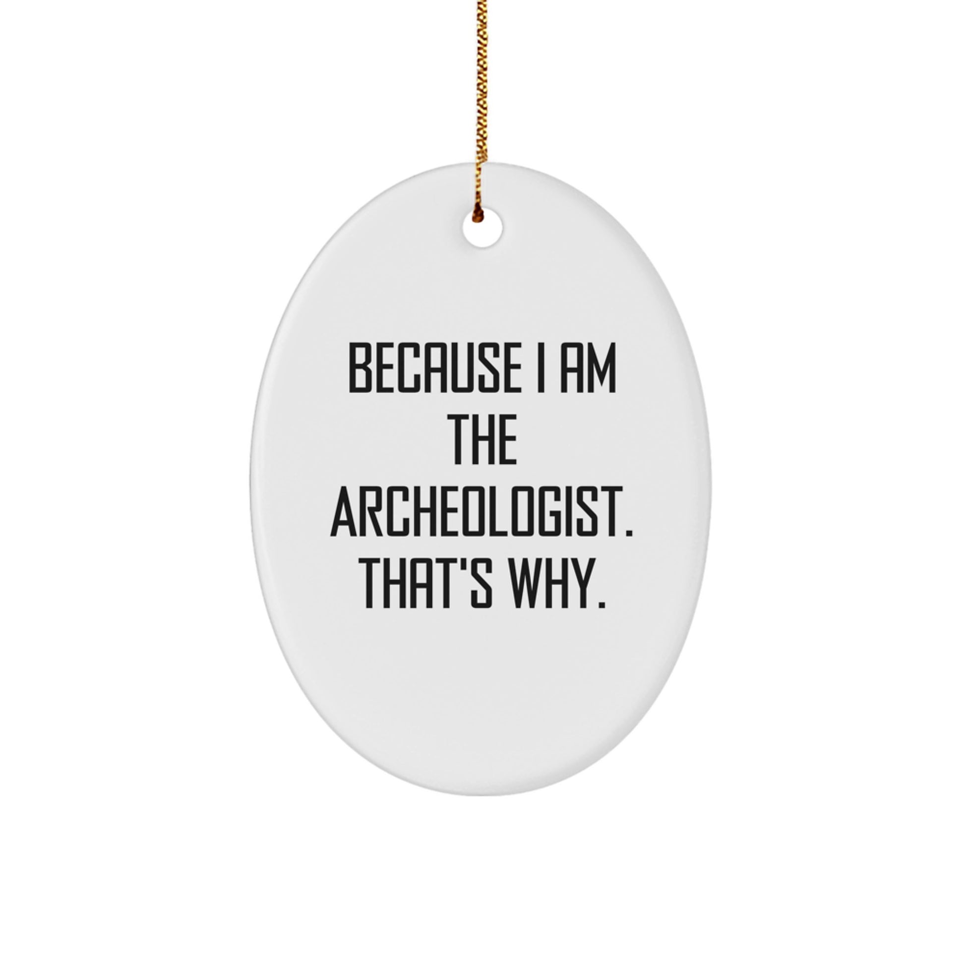 Funny Archeologist Oval Ornament Gifts from Friends for Men - Because I Am The Archeologist That's Why - Unique Christmas Memorable Present Ideas - Image 1