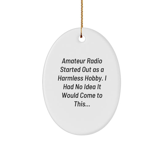 Funny Amateur Radio Gifts for Men, Oval Ornament with Quote, Christmas Unique Presents for Hams - Image 1