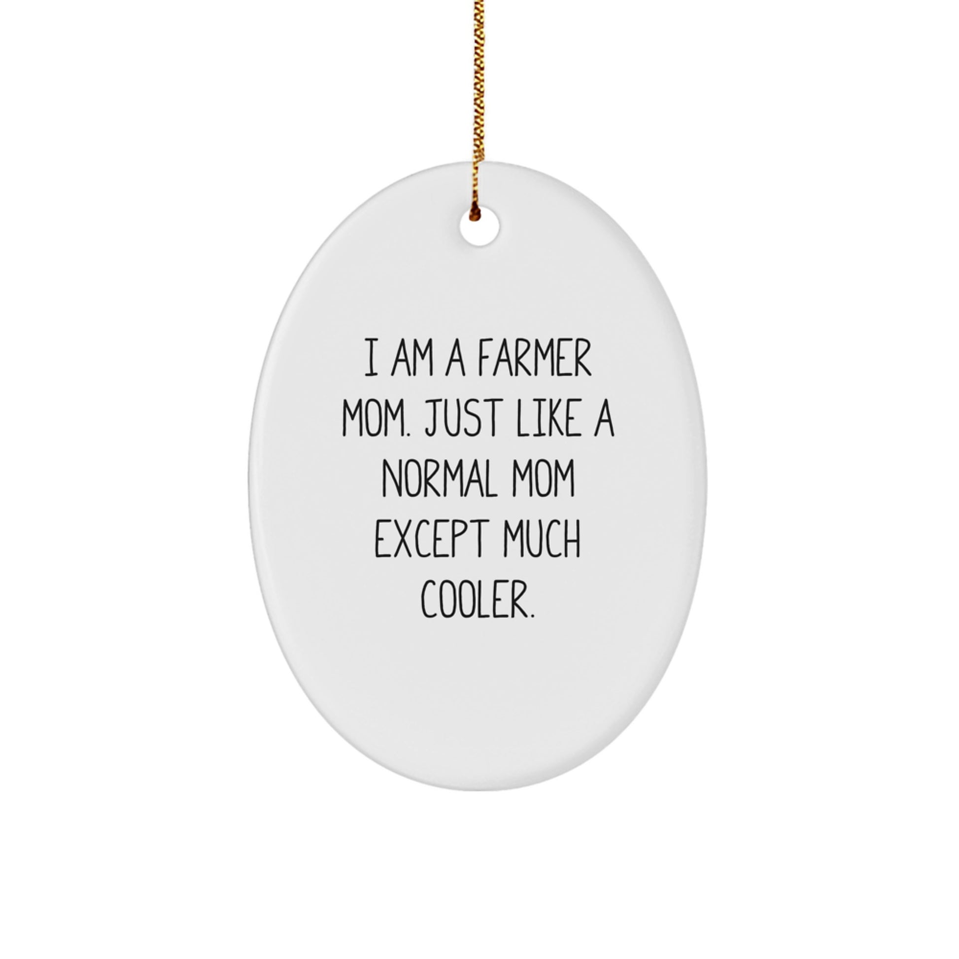 Funny Farmer Mom Oval Ornament Gifts from Family, Friends, Coworkers, Farmers - I Am A Farmer Mom Quote Christmas Unique Gifts for Men, Women - Image 1