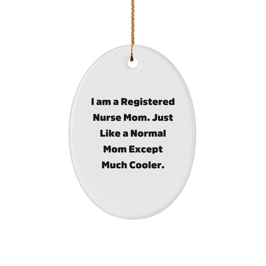 Gifts from Men to Their Awesome Registered Nurse Mom, Oval Nurse Ornament for Christmas Unique Gifts from Family to Registered Nurses, Funny Quote Gifts for Her - Image 1