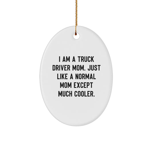 Funny Truck Driver Mom Gifts for Men, Oval Ornament, Christmas Unique Decor - Image 1
