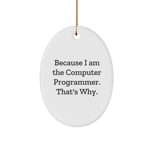 Funny Computer Programmer Oval Ornament Gifts from Friends for Men - Because I Am The Computer Programmer. That's Why. - Image 1