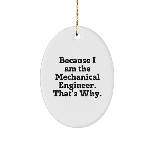 Funny Mechanical Engineer Oval Ornament Gifts from Men to Friends, Unique Mechanical Engineer Christmas Ornaments, Because I Am The Mechanical Engineer That's Why. - Image 1