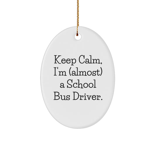 Funny School Bus Driver Oval Ornament Gifts for School Bus Drivers from Friends, Coworkers, or Family for Christmas Unique Decorations - Image 1