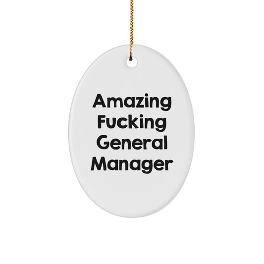 Funny General Manager Oval Ornament for Christmas Unique Gifts from Friends and Family - Image 1