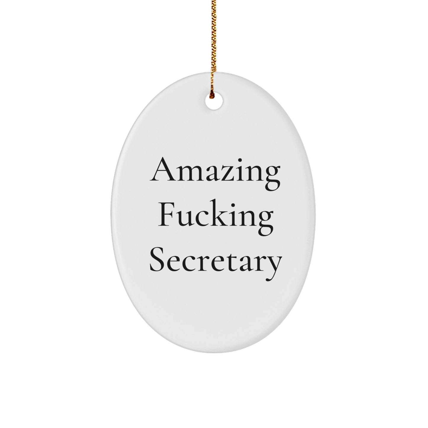 Funny Secretary Oval Ornament Gifts for Secretary from Friends, Amazing F--king Secretary Christmas Unique Gifts, Oval Ornament Secretary Decorations - Image 1