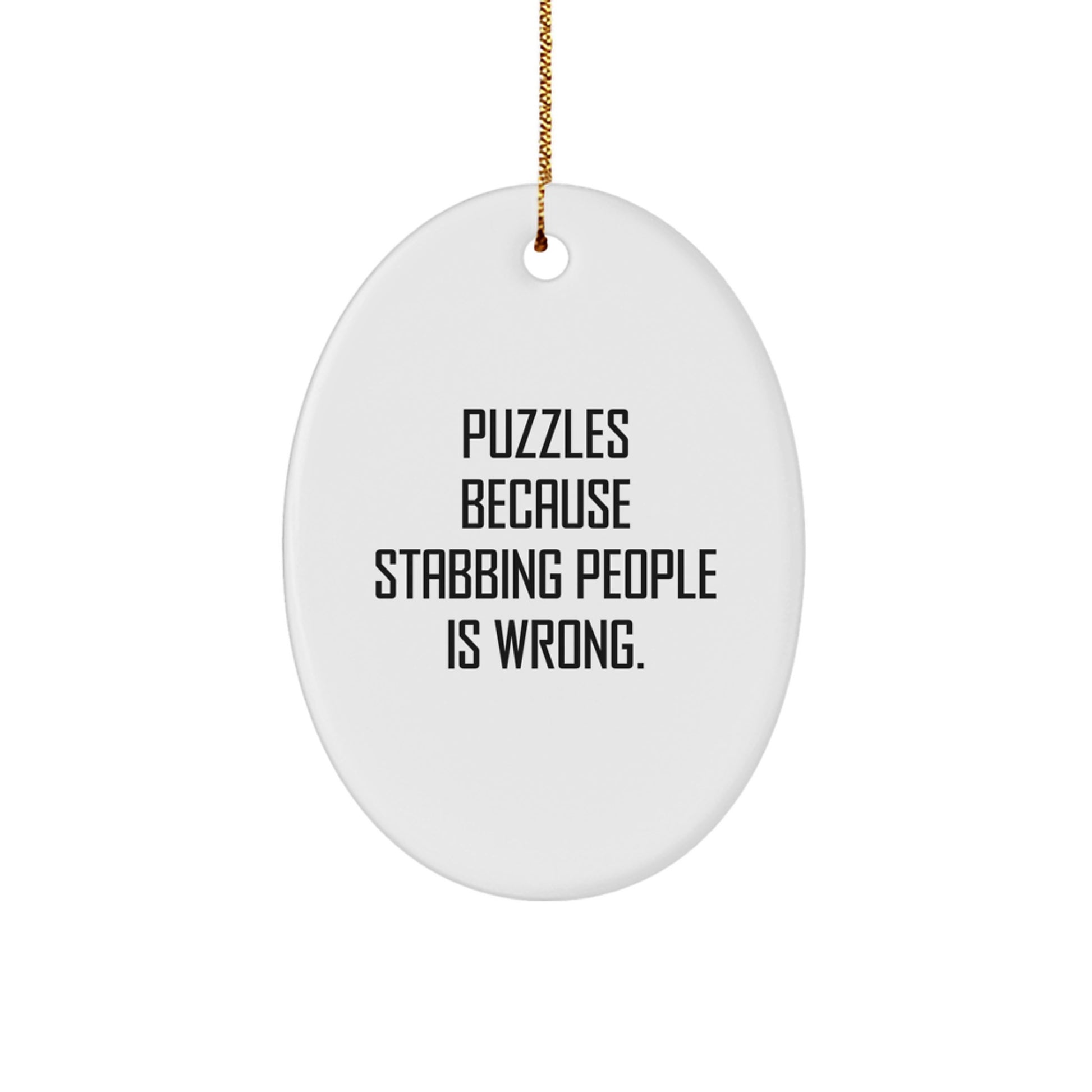 Funny Puzzles Gifts for Men, Women, Friends, Family - Oval Ornament for Christmas Unique Presents - Image 1