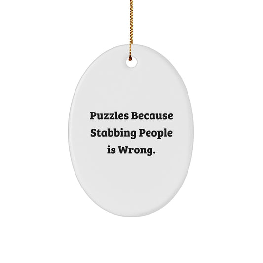 Puzzles Oval Ornament Funny Gift for Puzzles Lovers Christmas Unique Decorations Gifts from Friends and Family - Image 1