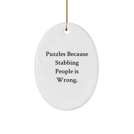 Funny Puzzles Gifts for Men - Oval Ornament, Puzzle Lover Christmas Unique Presents from Family - Image 1