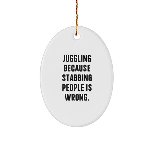 Juggling Oval Ornament Funny Gift for Juggling Enthusiasts Gifts from Men to Juggling Friends this Christmas Unique Juggling Decorations Oval Shaped. - Image 1