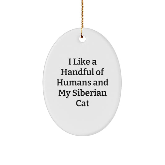 Funny Siberian Cat Lover Gifts from Men to Women Friends and Family Christmas Decorations Oval Ornament - Image 1