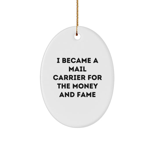Funny Mail Carrier Oval Ornament Gifts from Friends for Christmas Unique MDF Decorations - Image 1