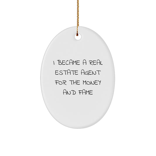 Funny Real Estate Agent Gifts from Friends for Real Estate Agent - Oval Ornament Christmas Unique - Image 1
