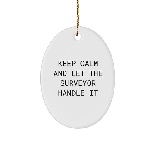 Funny Surveyor Gifts for Surveyors - Oval Ornament, Christmas Unique Gifts from Friends - Keep Calm And Let The Surveyor Handle It - Image 1