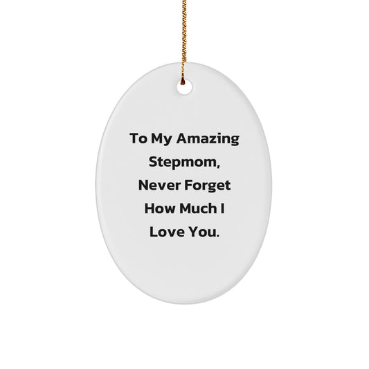 Show Your Love to Stepmom with Funny Oval Ornament Gifts from Men, Perfect for Christmas - Image 1