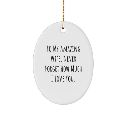 Gifts from Men to My Amazing Wife, Never Forget How Much I Love You. Oval Christmas Ornament for Wife, Funny and Cute Christmas Unique Gift Idea - Image 1