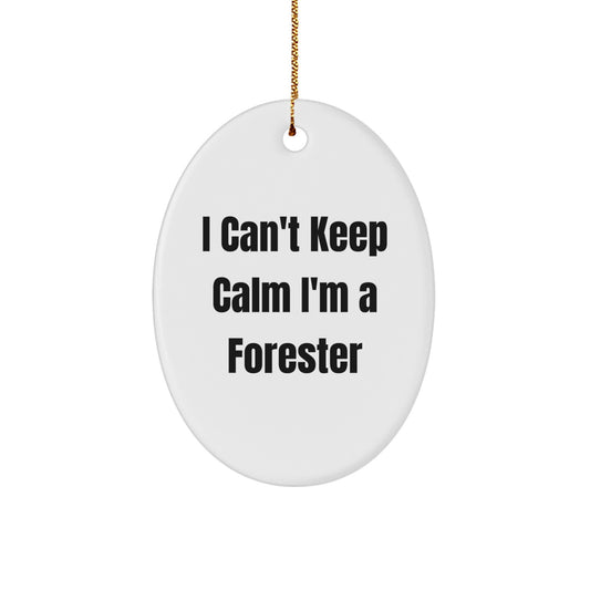 I Can't Keep Calm I'm A Forester Oval Ornament Gifts from Family to Foresters, Funny Forester Christmas Unique Gift - Image 1