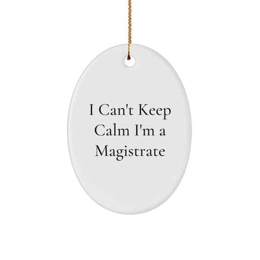 Magistrate Gifts Funny Oval Ornament I Can't Keep Calm Gifts from Friends and Family for Christmas - Image 1