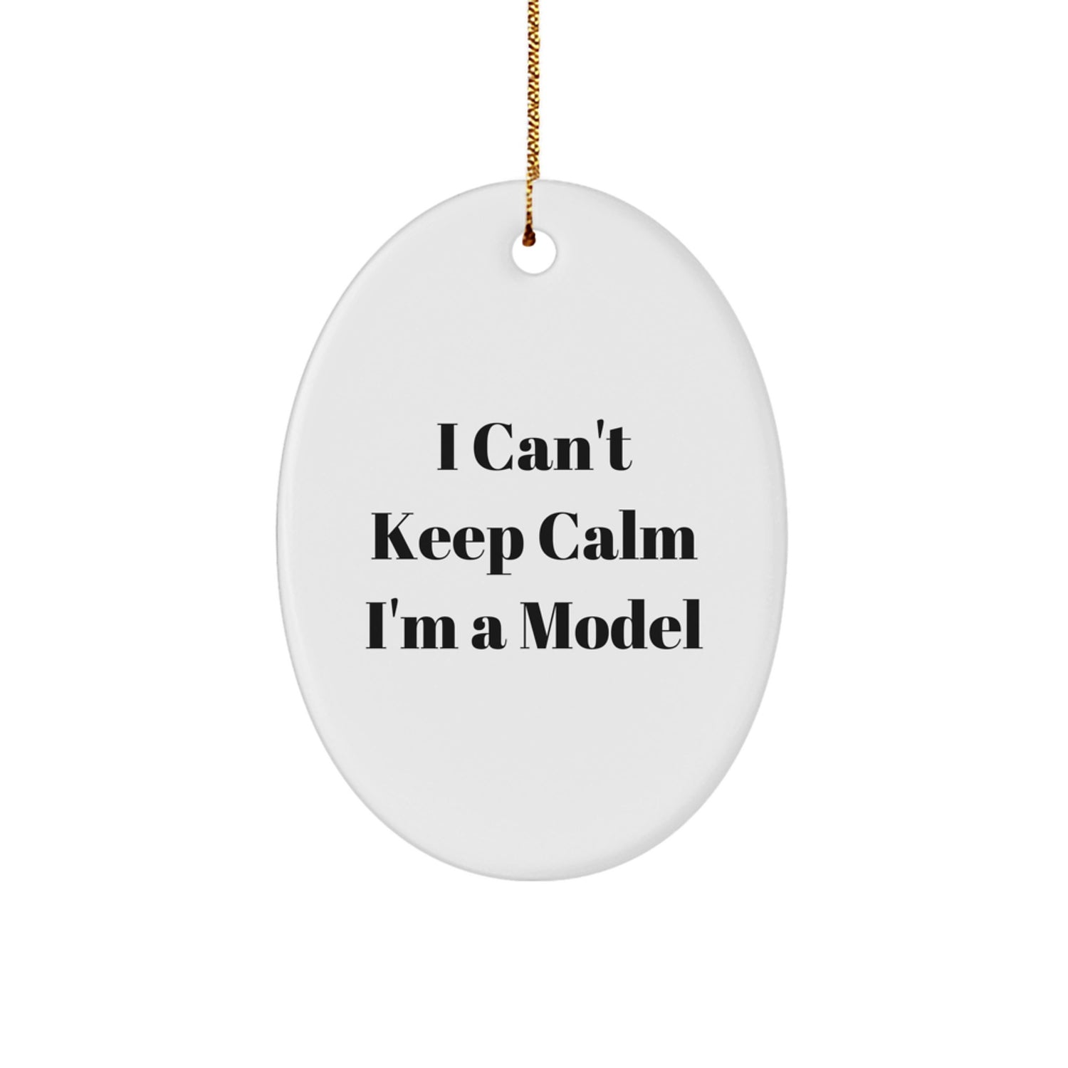 Funny Model Gifts from Friends, Oval Model Ornament I Can't Keep Calm I'm A Model for Christmas Unique Gifts for Model Fans - Image 1