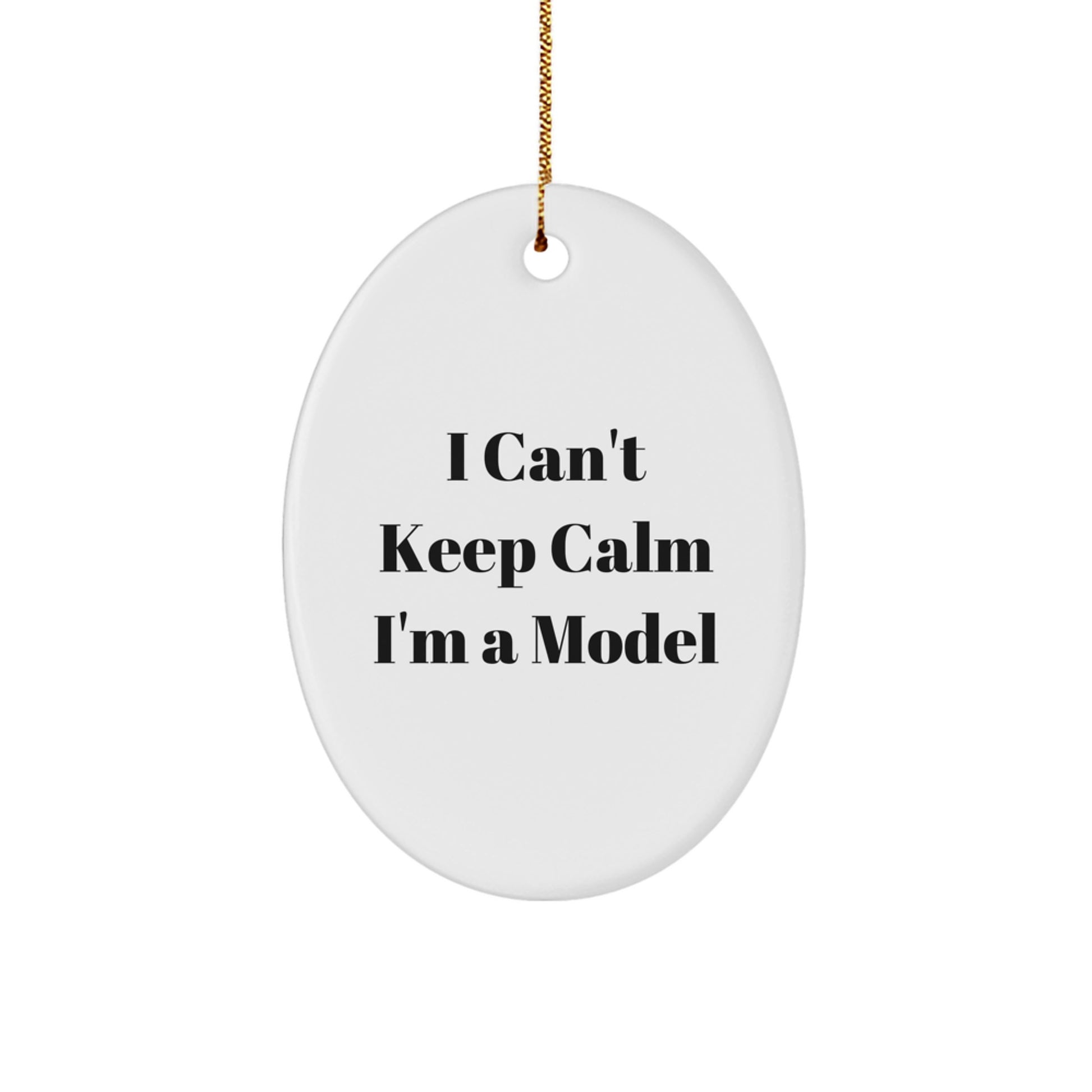 Funny Model Gifts from Friends, Oval Model Ornament I Can't Keep Calm I'm A Model for Christmas Unique Gifts for Model Fans - Image 1