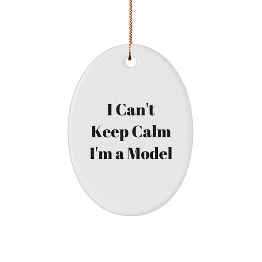 Funny Model Gifts from Friends, Oval Model Ornament I Can't Keep Calm I'm A Model for Christmas Unique Gifts for Model Fans - Image 1