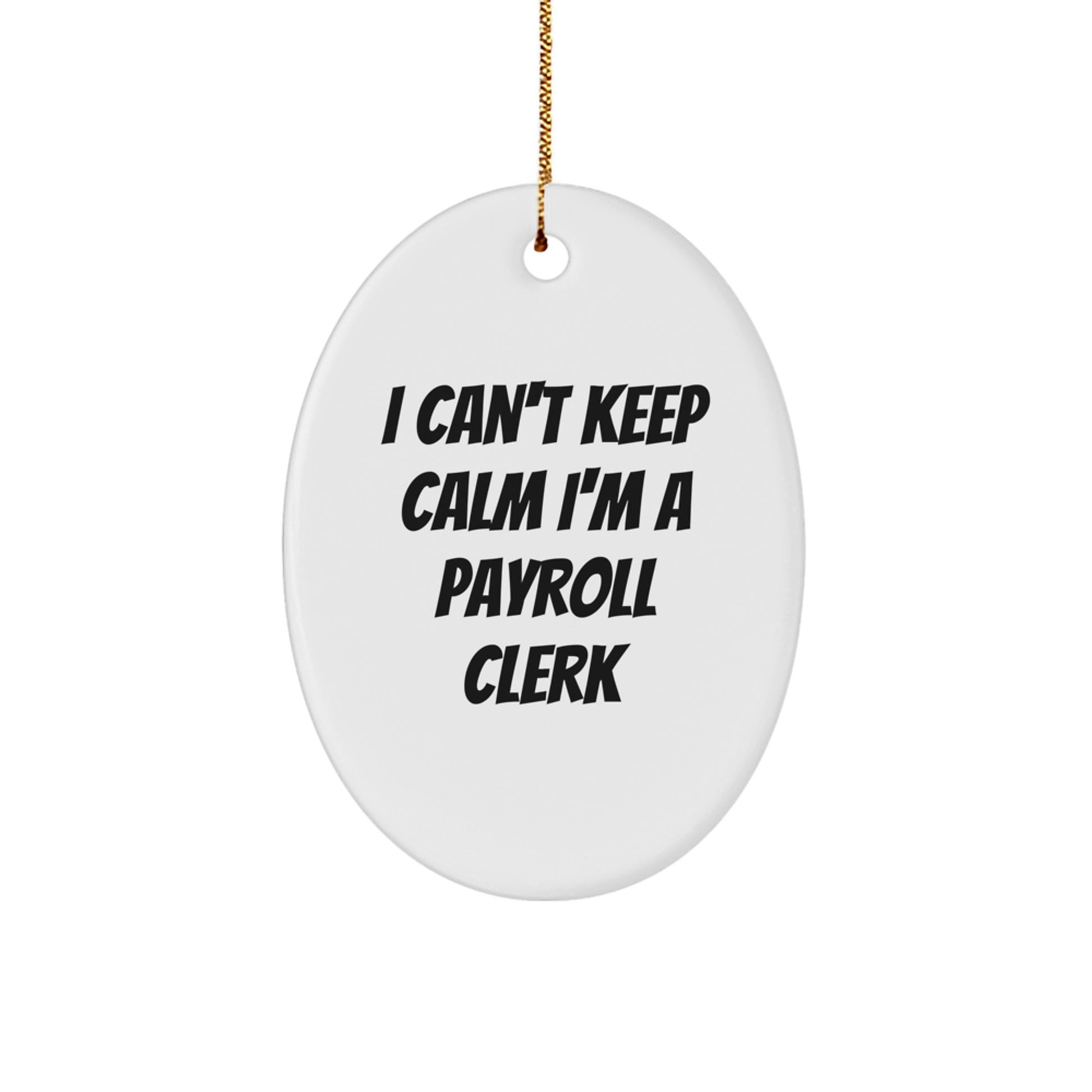 Funny Payroll Clerk Oval Ornament Gifts for Men Women Friends Coworkers Family from I Cant Keep Calm I'm A Payroll Clerk Christmas Unique - Image 1
