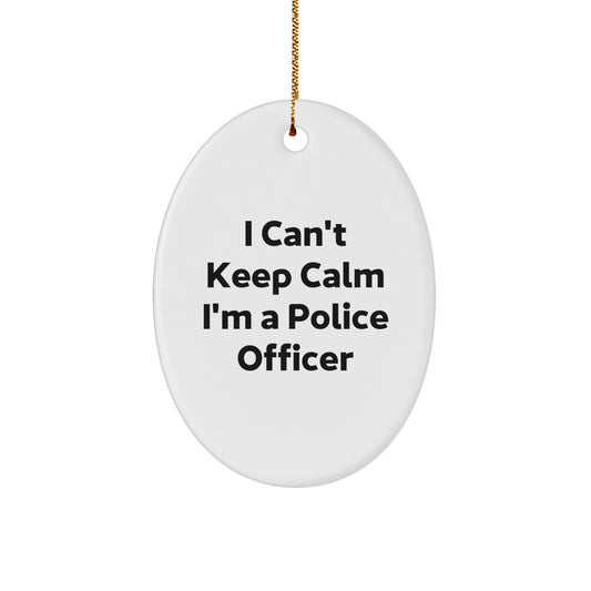 Funny Police Officer Gifts for Men, I'm A Police Officer Oval Ornament for Christmas Unique Gifts from Family - Image 1