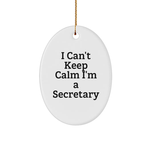 Funny Secretary Gifts from Family - Oval Ornament I Can't Keep Calm I'm A Secretary for Desk - Image 1