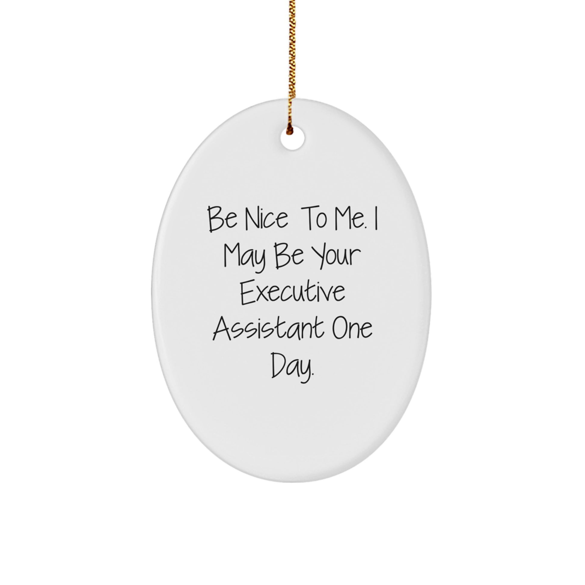 Funny Executive Assistant Gifts from Friends, Be Nice To Me Oval Ornament for Christmas - Image 1