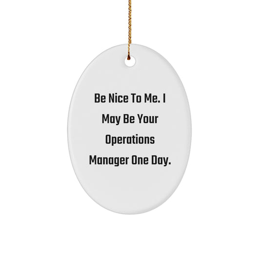 Funny Operations Manager Gifts, Oval Ornament for Coworkers, Be Nice To Me - Christmas Unique Gifts from Friends - Image 1