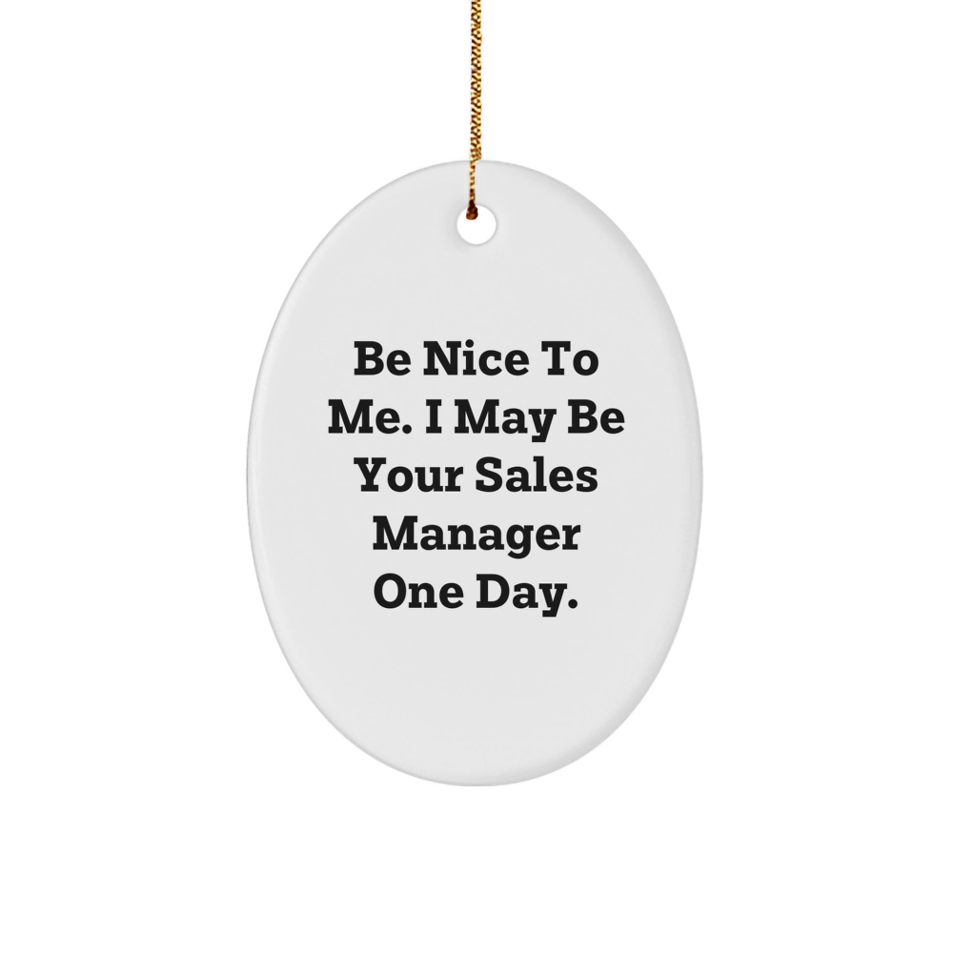 Funny Sales Manager Gifts from Men to Friends - Be Nice To Me Oval Ornament, Christmas Unique Presents for Coworkers and Family - Image 1