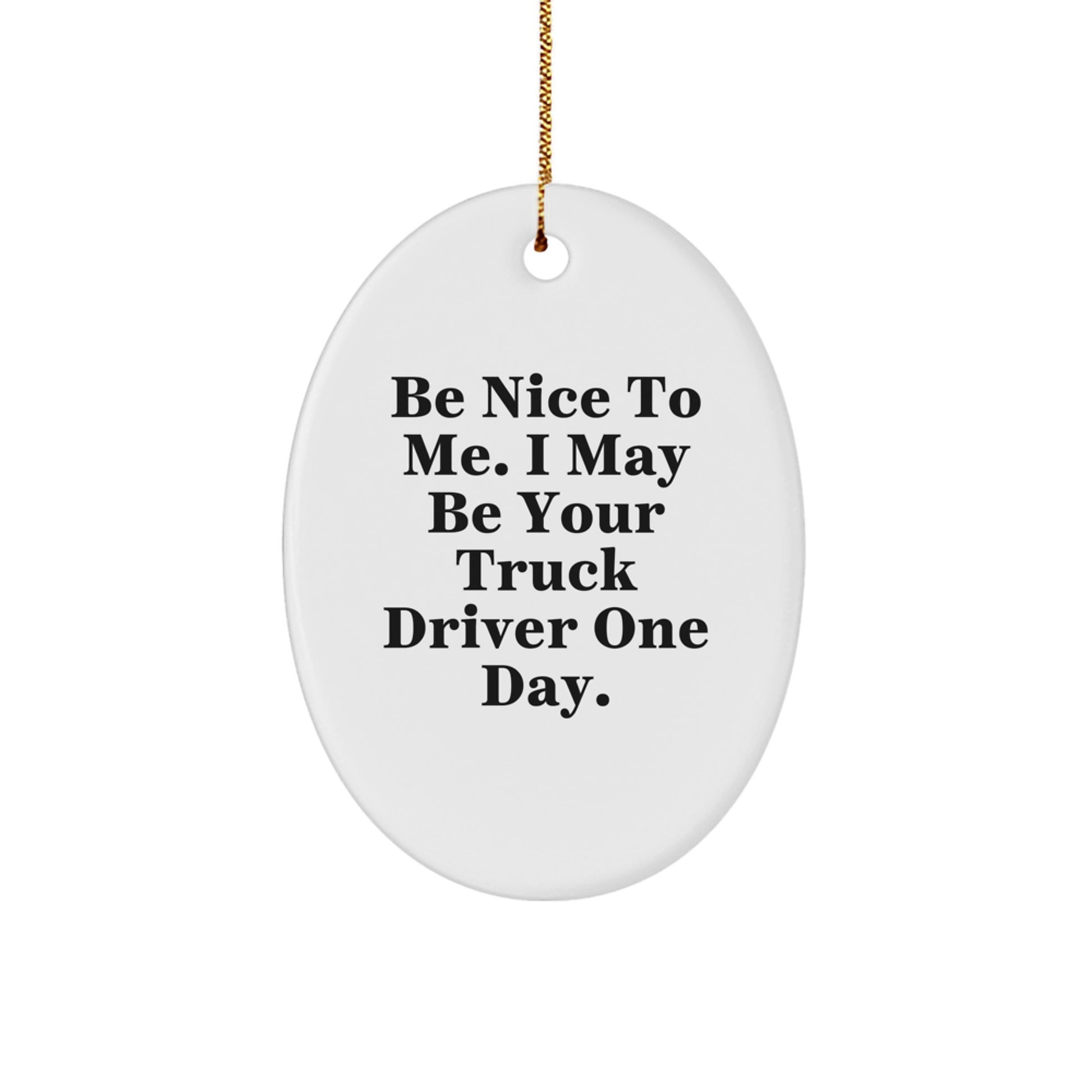 Funny Truck Driver Gifts for Him, Oval Ornament Be Nice To Me I May Be Your Truck Driver One Day, Christmas Unique Presents - Image 1
