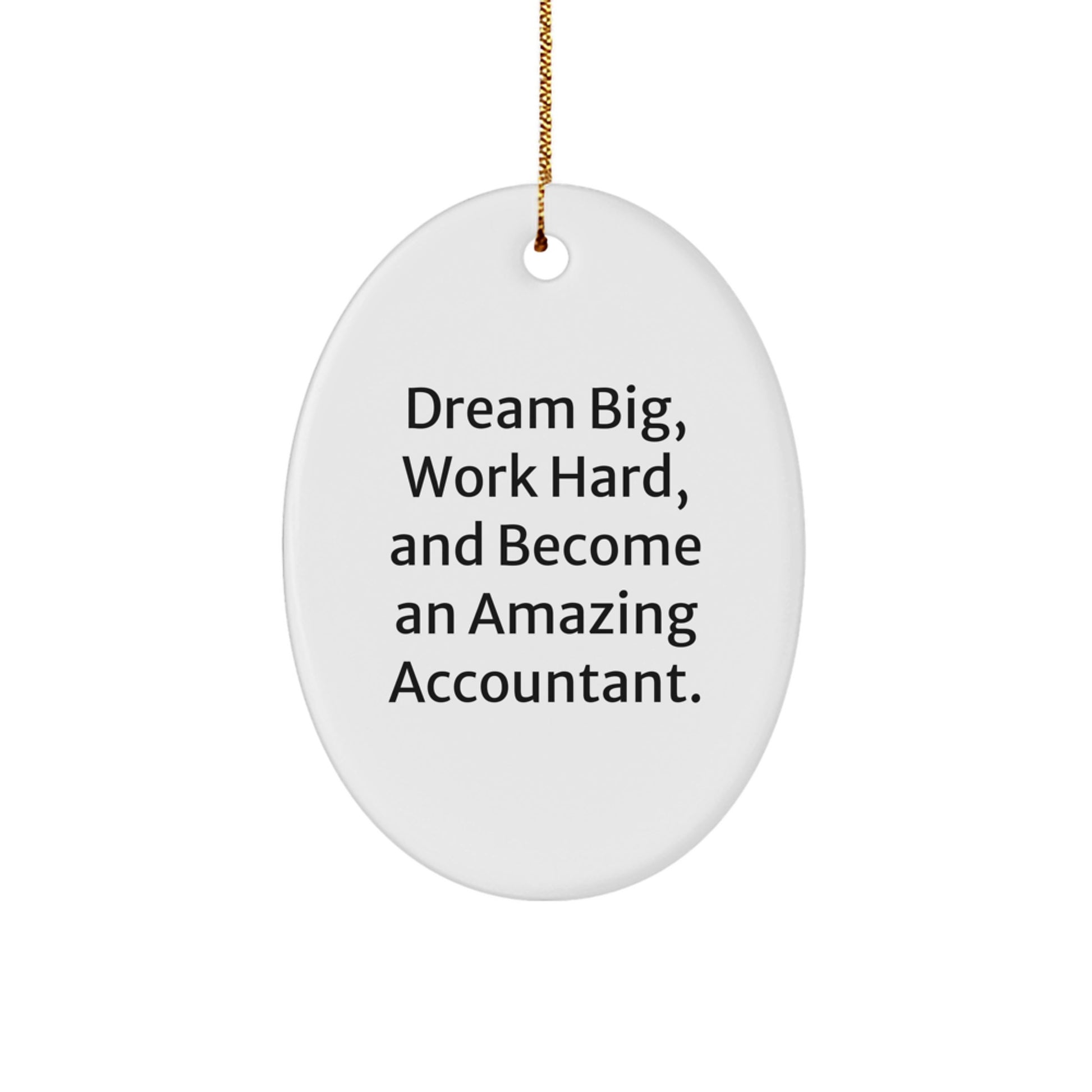 Accountant Gifts, Oval Ornament, 'Dream Big, Work Hard, And Become An Amazing Accountant.' - Gifts from Family for Christmas - Image 1