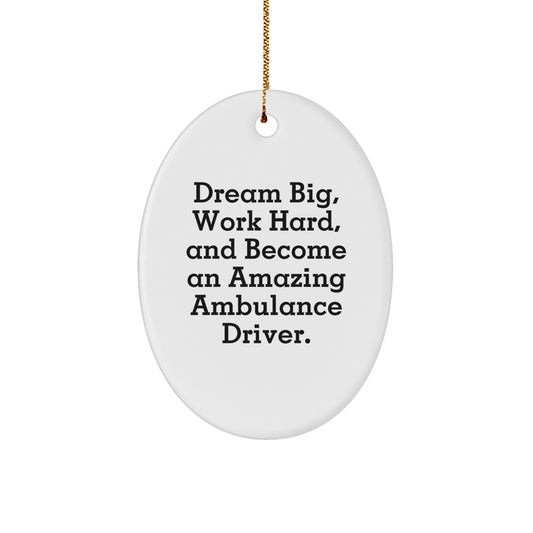 Ambulance Driver Gifts from Friends for Ambulance Driver - Oval Ornament with Inspirational Quote - Christmas Unique Ambulance Driver Present - Image 1