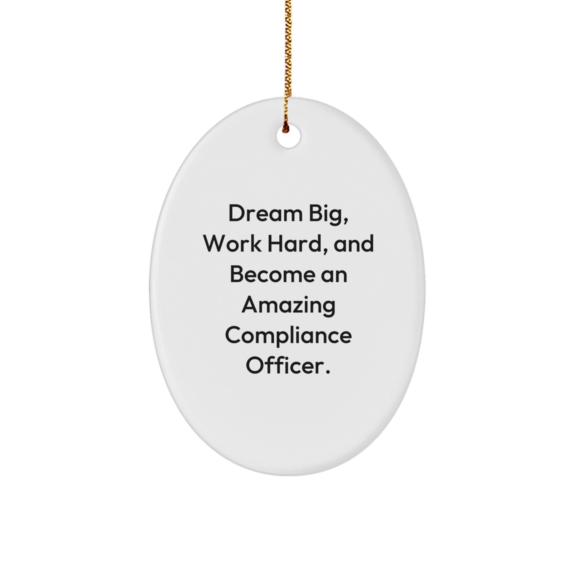 Compliance Officer Gifts from Friends - Oval Ornament for Christmas with Quote 'Dream Big, Work Hard, And Become An Amazing Compliance Officer.' for Men, Women, Coworkers, or Family - Image 1
