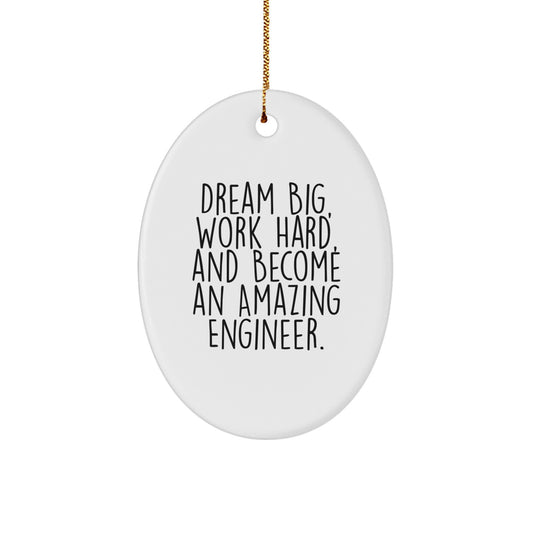 Funny Engineer Gifts from Men - Inspirational Oval Ornament for Engineer Friends - White Oval Shaped MDF with High-Gloss Finish - Perfect Christmas Unique Gifts for Engineer Coworkers - Image 1