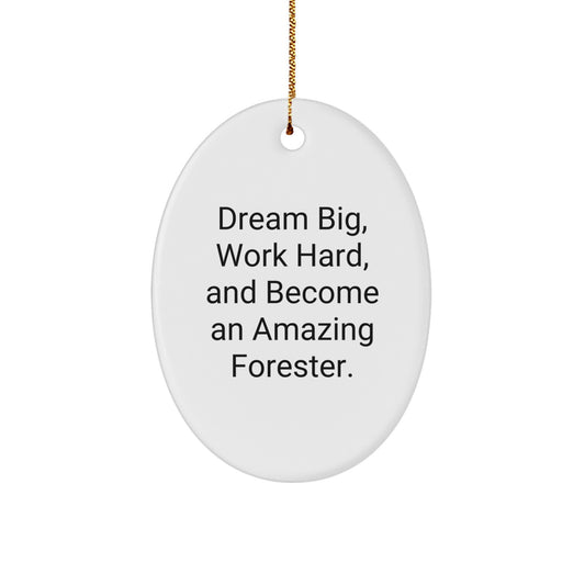 Forester Gifts for Men - Dream Big, Work Hard, Oval Ornament with Quote, Christmas Decor - Image 1