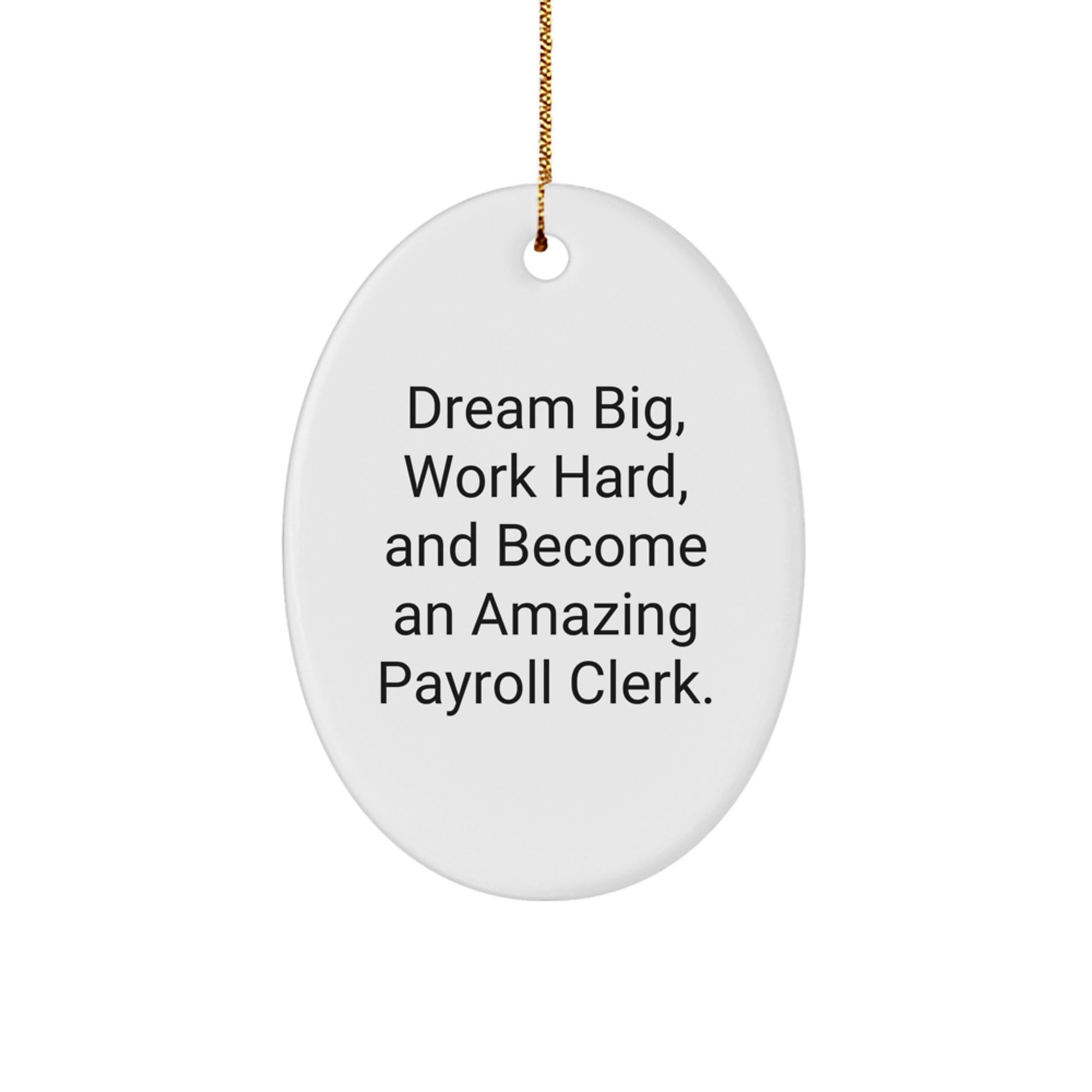 Funny Payroll Clerk Gifts for Men, Oval Ornament with Dream Big Quote, Christmas Unique Gifts from Friends or Coworkers - Image 1