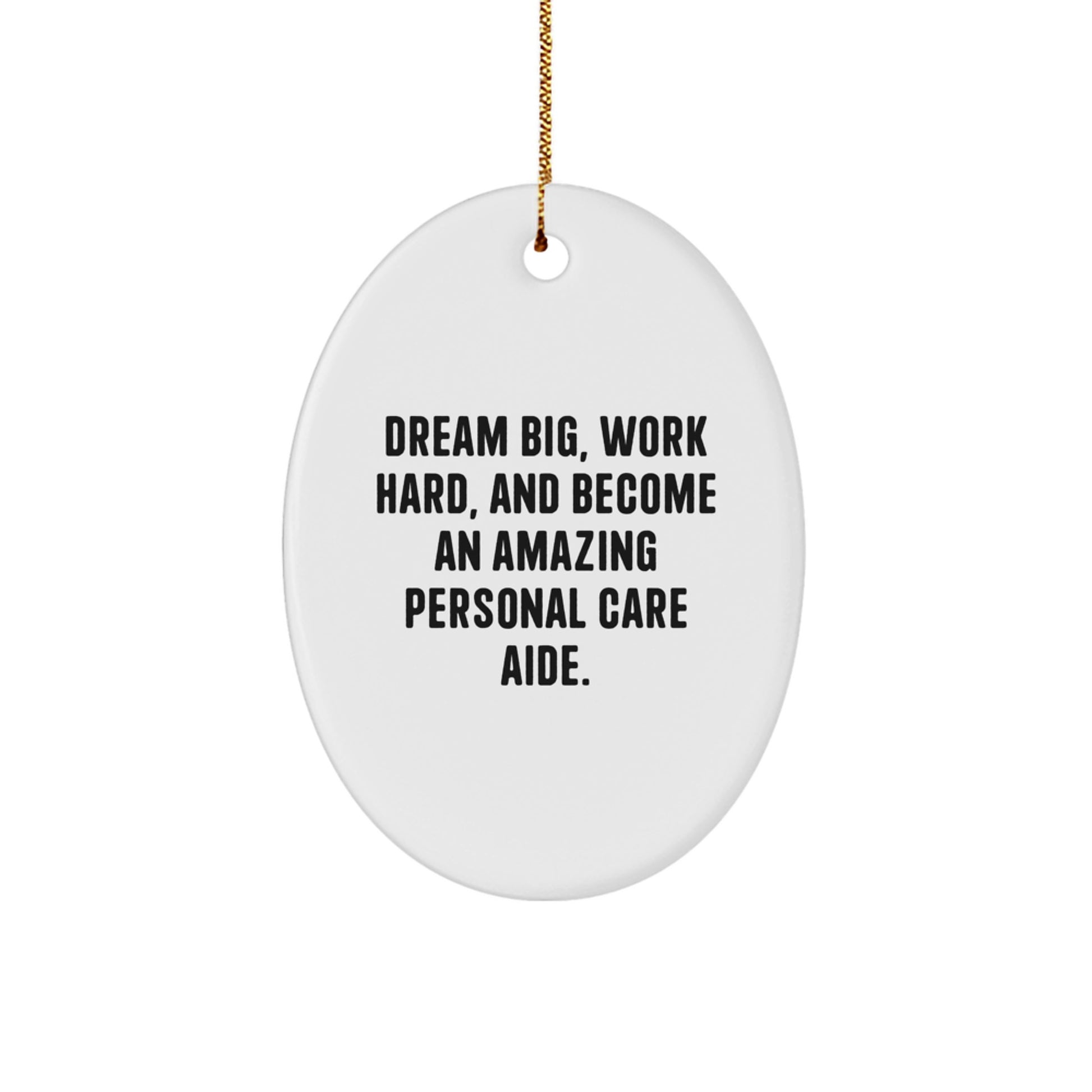 Personal Care Aide Inspirational Gifts from Friends to Family - Oval Ornament with Quote 'Dream Big, Work Hard, And Become An Amazing Personal Care Aide.' for Christmas - Image 1