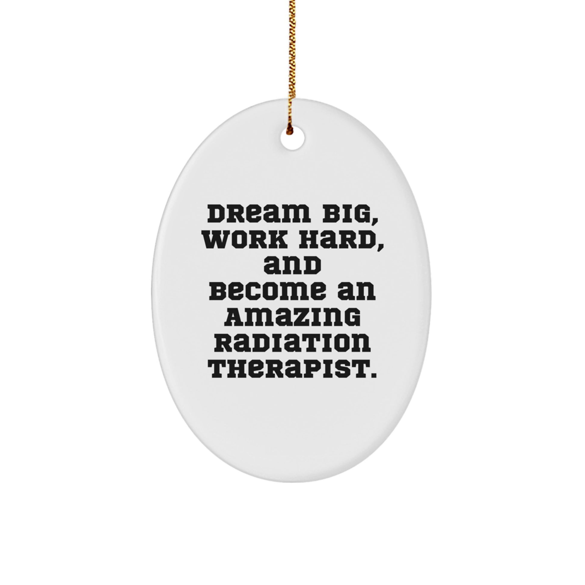 Radiation Therapist Gifts from Friends - Oval Ornament with Inspirational Quote - 'Dream Big, Work Hard, And Become An Amazing Radiation Therapist.' - Christmas Unique Gifts for Radiation Therapist - Image 1