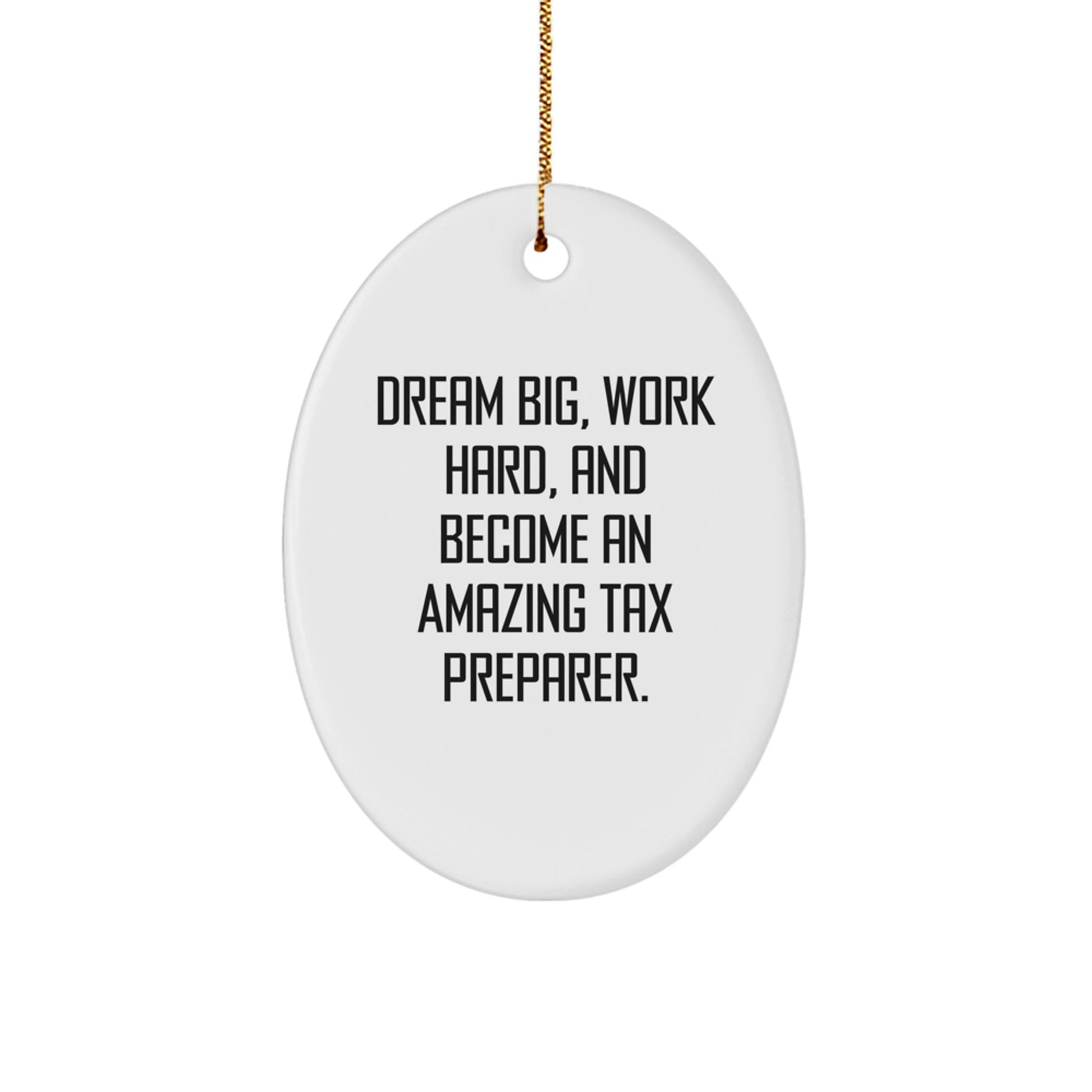 Gifts from Family for Tax Preparer - 'Dream Big, Work Hard, And Become An Amazing' Oval Ornament, White, Christmas Unique Presents - Image 1