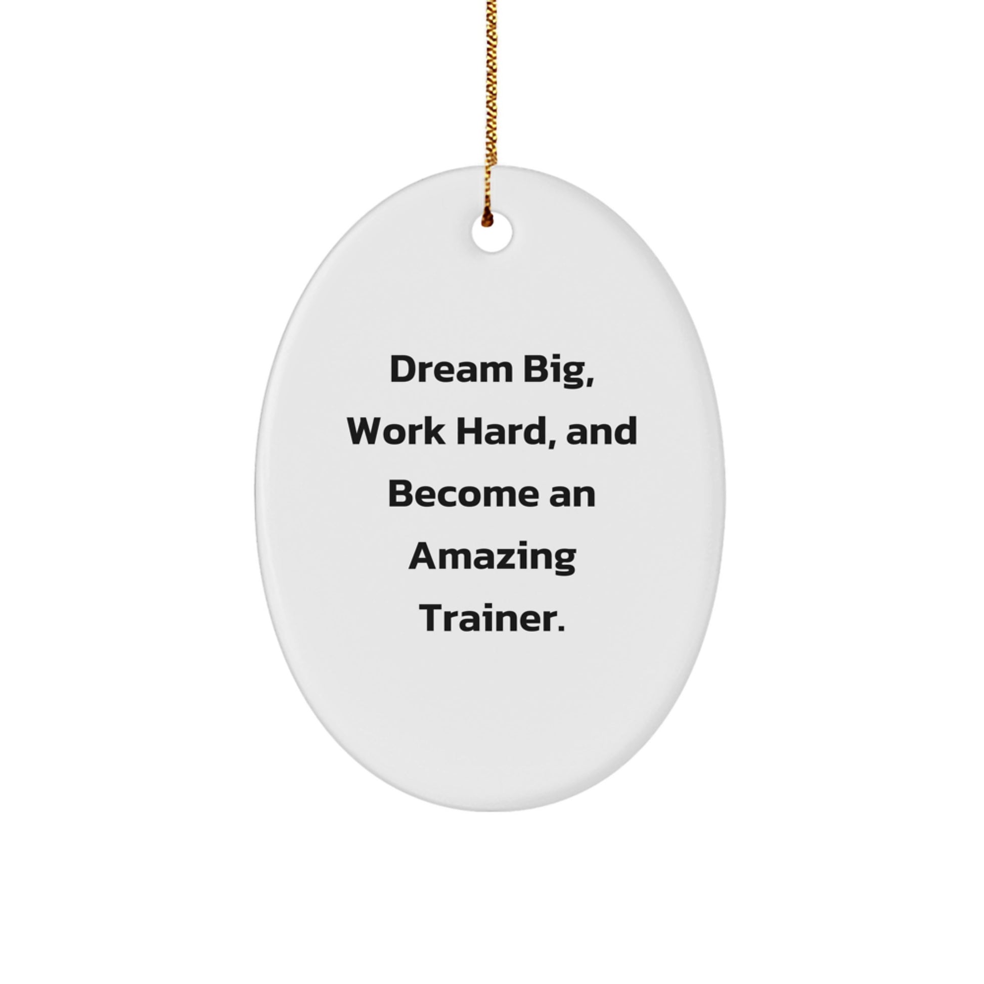 Inspirational Trainer Gifts from Friends - Oval Ornament with 'Dream Big, Work Hard, And Become An Amazing Trainer.' Quote for Men, Women, and Coworkers - Image 1