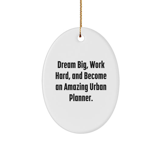 Urban Planner Gifts from Friends, Gifts for Urban Planner Dream Big, Work Hard, Oval Ornament Christmas Decor - Image 1